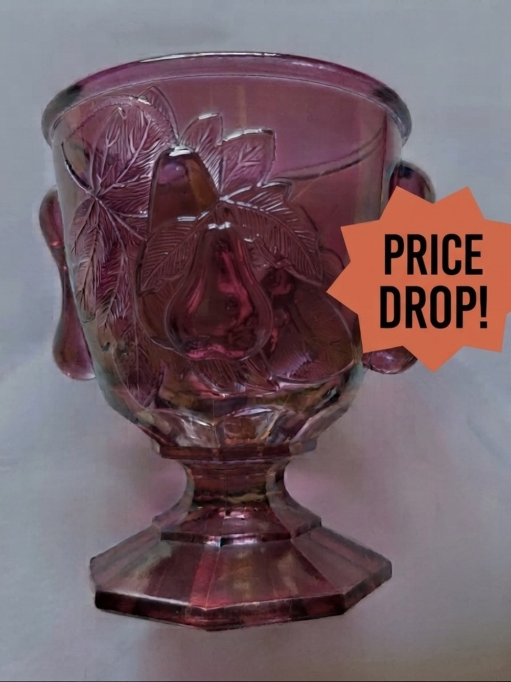 Vintage Red Glass Compote Dish- Deep Ruby Red
